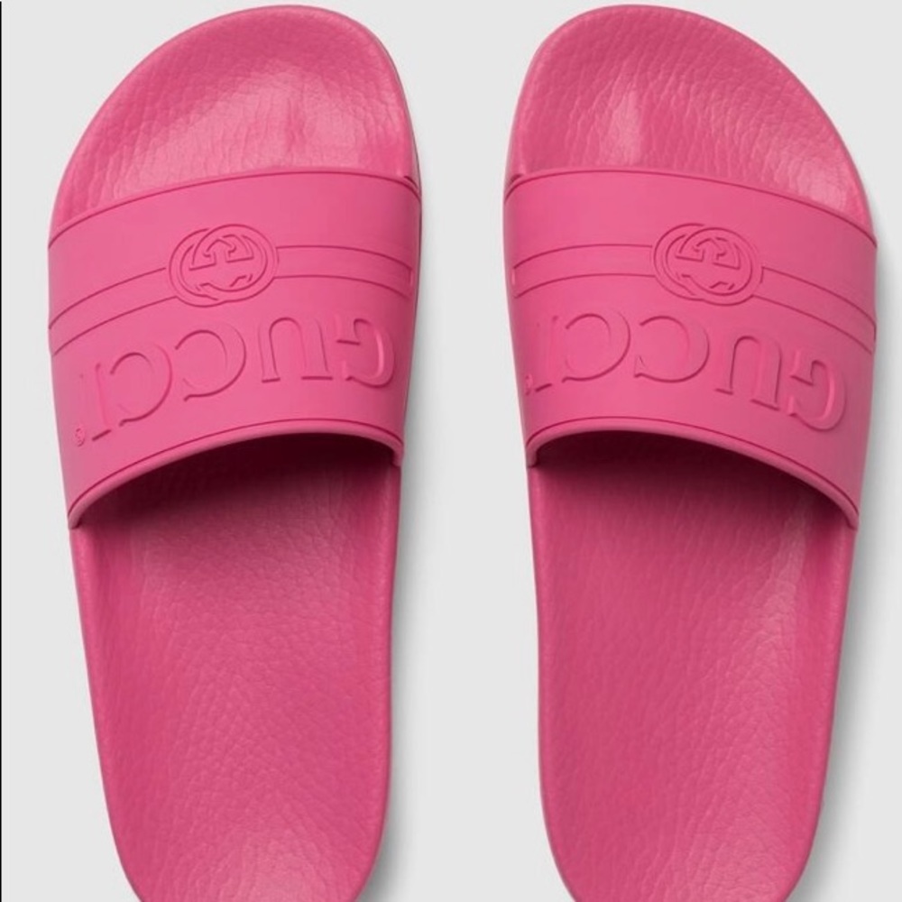 pink gucci pool slides